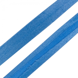 Косая бейка атласная тёмно-голубая, 15 мм