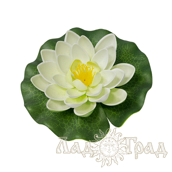 Лотос плавающий 002 14х4х14см бело-зелёный