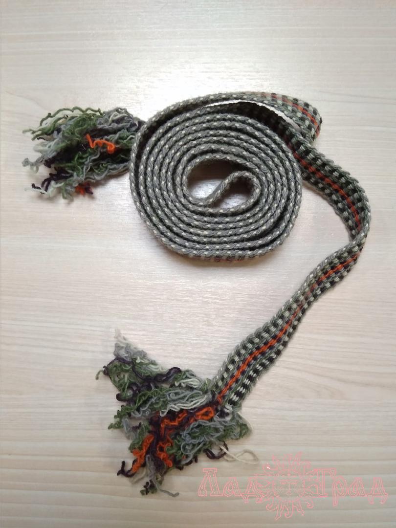 Пояс тканый льняной аутентичный, 215/2,5 см
