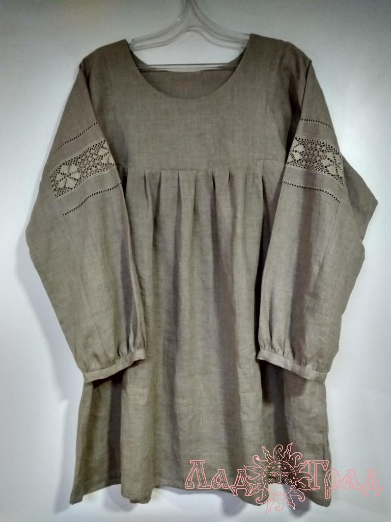 Рубаха женская серая с мережкой 46-48 р-р
