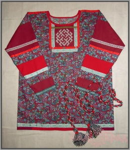 Рубаха мужская обережная Цвет папоротника бордовая, 52-54