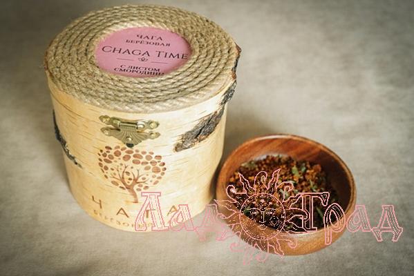 Чага-чай Время чаги (в берёзовом бочонке) с листом смородины, 180 гр
