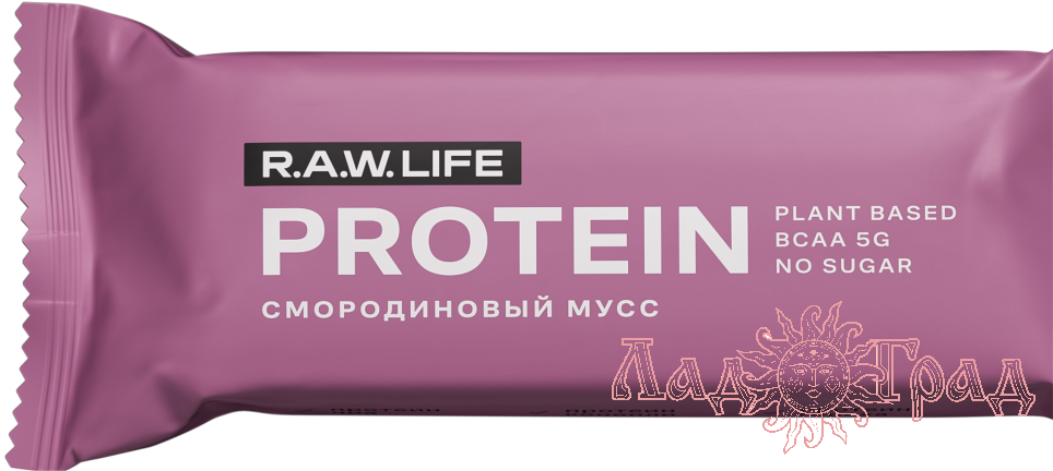 Протеиновый батончик RAW Life – СМОРОДИНОВЫЙ МУСС, 43 гр