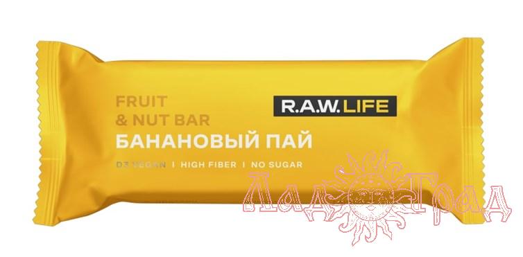 Батончик орехово-фрукт. RAW Life - БАНАНОВЫЙ ПАЙ, 47 гр