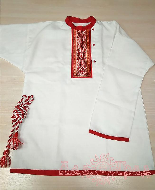 Рубаха подростковая белая с красным, с вышивкой 