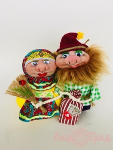 Текстильная куклаДомовые-Неразлучники  из 2-х кукол (жёлт. с зел.)