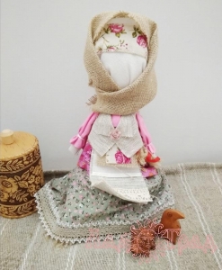 Кукла-столбушка Матрёна в розовом