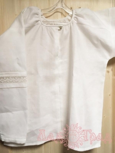 Рубаха-блузка льняная женская с кружевом, 46 р-р