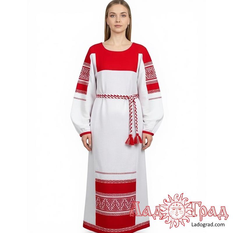 Платье льняное с ручной вышивкой 