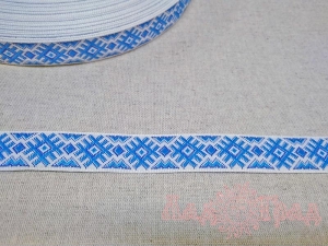 Тесьма Орепей 9505-11 голубой на белом, 18 мм