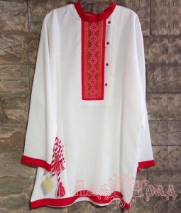 Рубаха мужская Одолень-трава с ручной вышивкой, белая, р 50-52