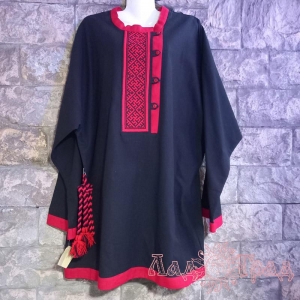 Рубаха мужская Цвет папоротника с ручной вышивкой, чёрная, р-р 50-52