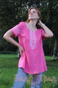 Блузка с вышивкой Цикламен, розовый, р-р 48-50