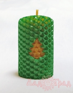 Свеча из вощины Ёлочка зелёная, 6,5 см