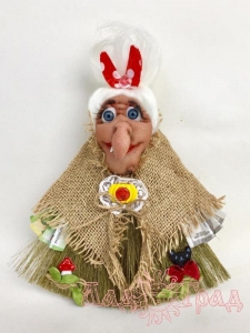 Текстильная кукла-оберег Баба Яга на венике