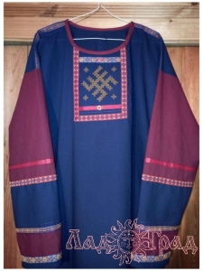 Рубаха мужская Сварог т.синяя с фиол., р-р 50-52, на высокий рост
