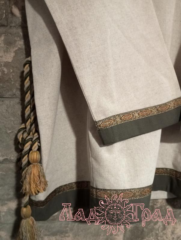 Рубаха мужская серая с золотой тесьмой и поясом, р-р 52-56