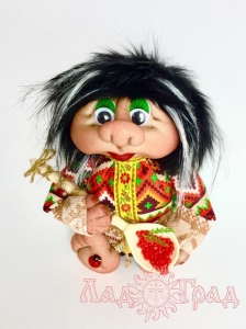 Текстильная кукла Домовой с ложкой икры