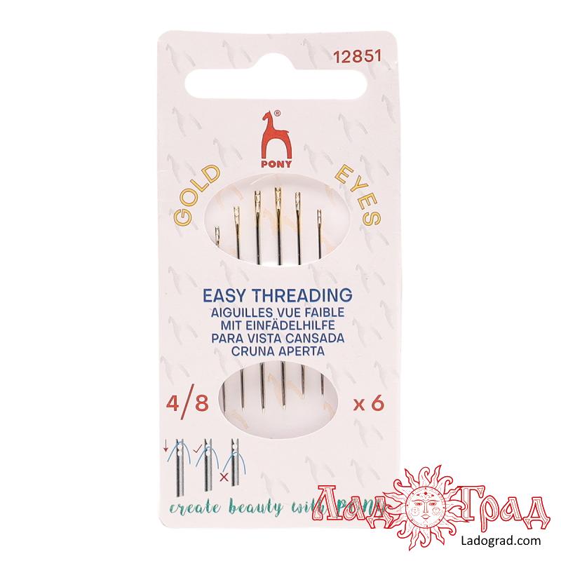 Иглы ручные с упрощ.вдеванием Easy Threading №4-8, 6шт, PONY