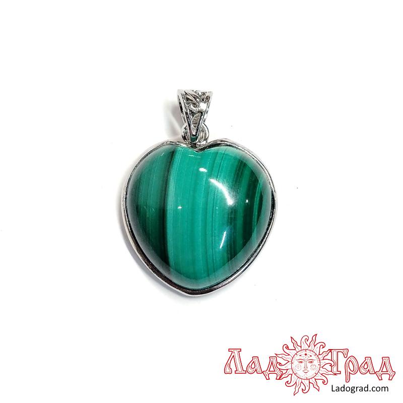 Подвес-сердечко Малахит, 2*2 см