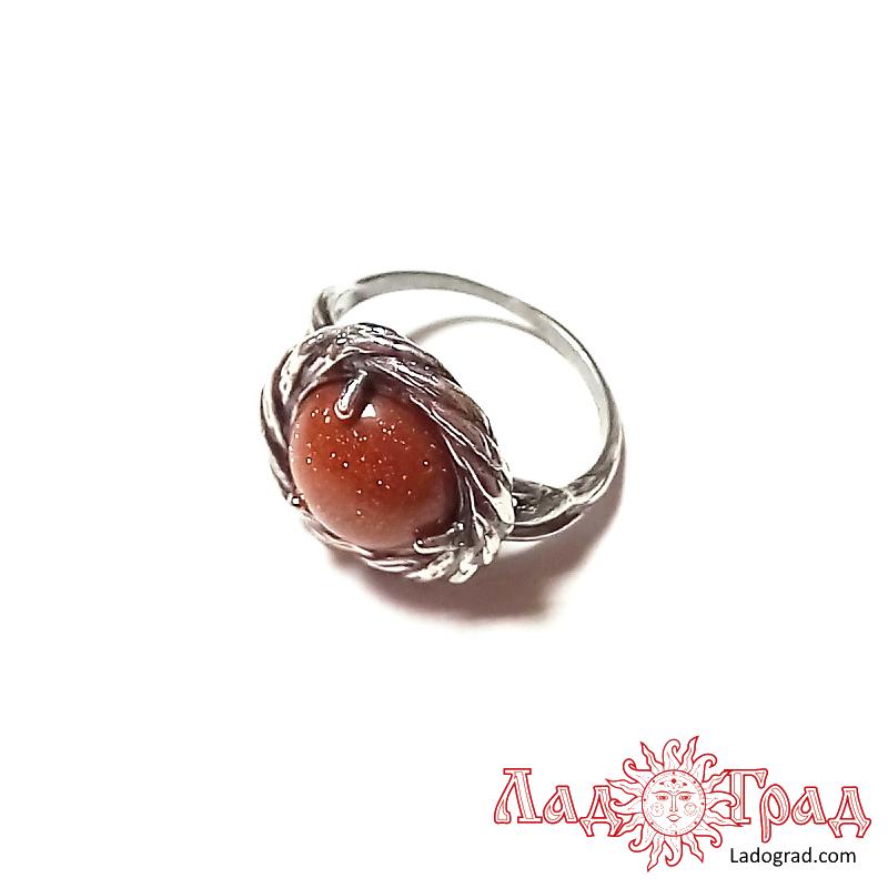 Кольцо с авантюрином (имит.) р.18