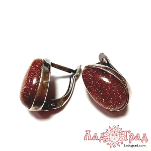 Серьги Капли Авантюрин золотистый (и)