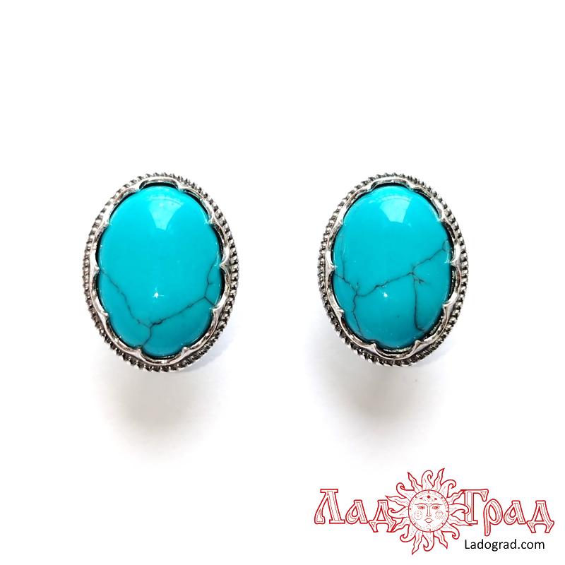 Серьги с бирюзой (имит.)