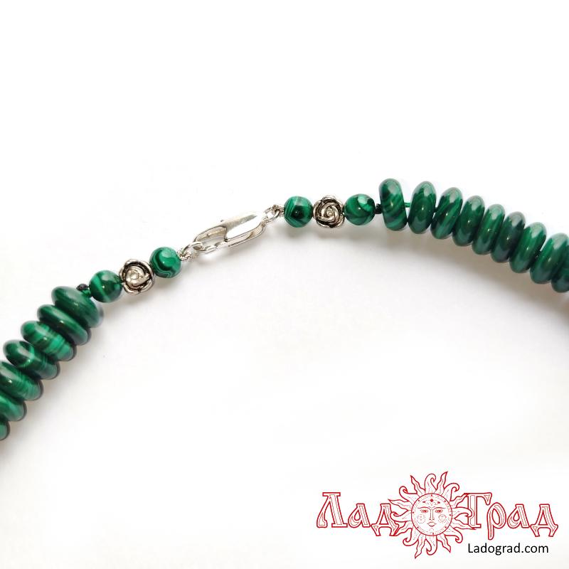 Бусы из малахита, рондель