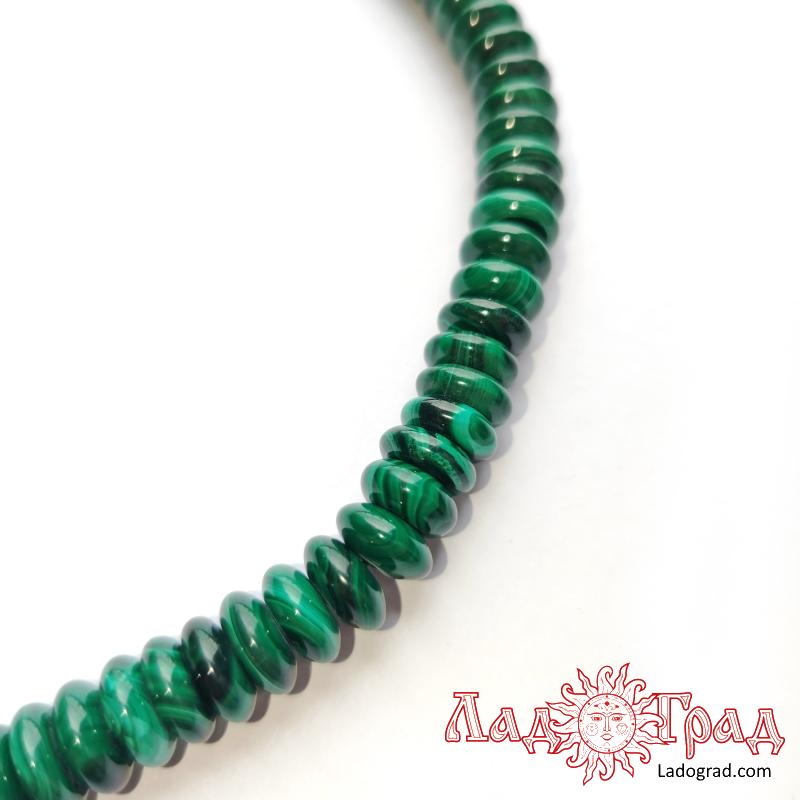 Бусы из малахита, рондель