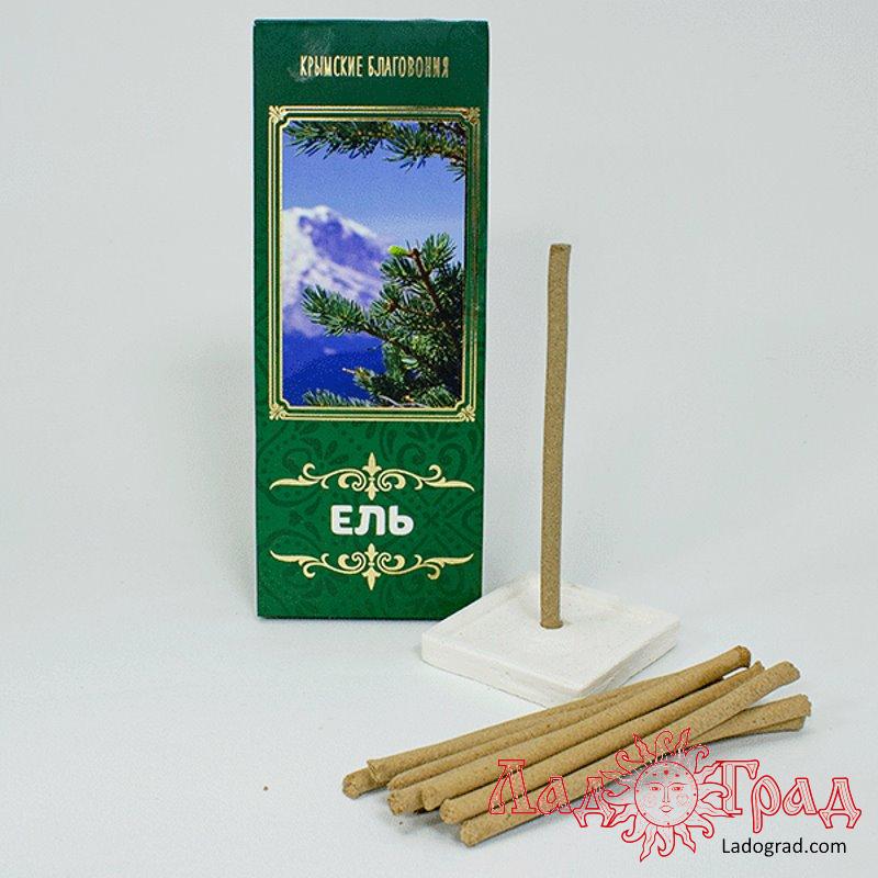 Благовония безосновные ЕЛЬ (10 шт) с подставкой