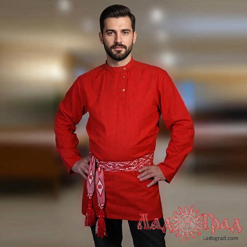 Косоворотка красная простая, без пояса