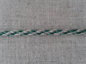 Шнур отделочный, лён с зелёным, 5 мм