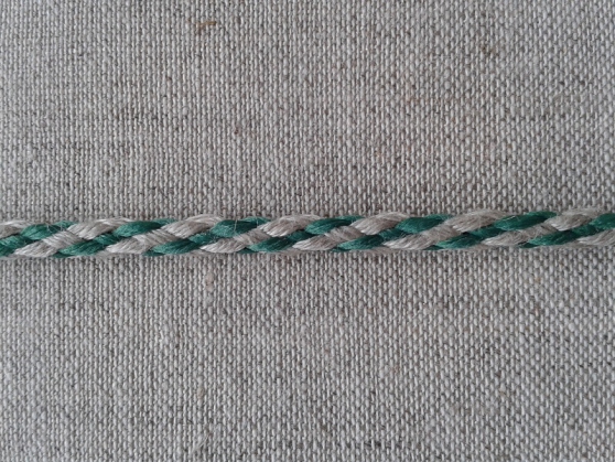 Шнур отделочный, лён с зелёным, 5 мм