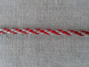 Шнур отделочный, лён с красным, 5 мм
