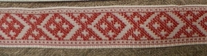 Лента отд. Славянский орнамент 9322-1 бело-красная, 24 мм