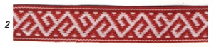 Лента отд. Растительный орнамент 9354-2 красно-белая , 25 мм