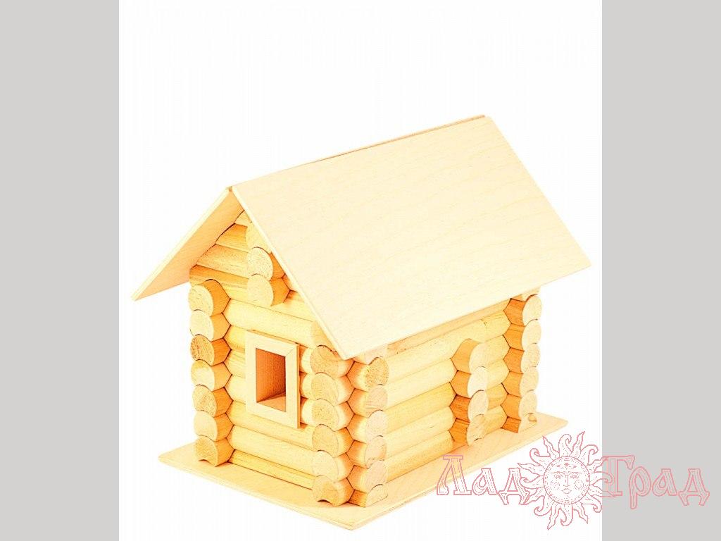Деревянный домик-конструктор «Избушка» 82 элем, в картоне