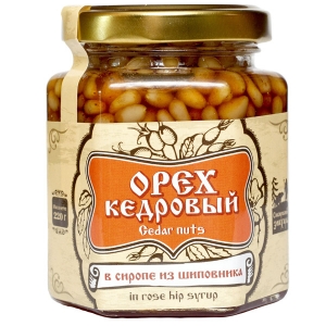 Ядро кедрового ореха в сиропе из шиповника, Сиб.знахарь, 220 гр