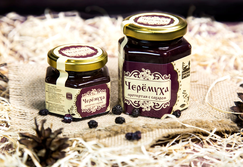 Черёмуха, протертая с сахаром, 200 мл, стекло