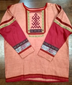 Рубаха женская с вышивкой Берегиня, лососевый, 46-50