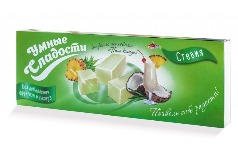 Конфеты "Умные сладости" желейные со вкусом пина-колада 90г