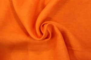 Лён костюмный оранжевый яркий (0/392) ш150/пл185