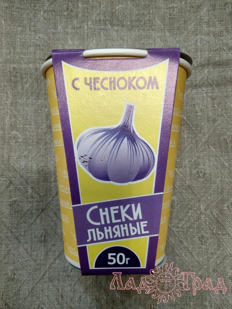 Хлебцы льняные с чесноком 50гр. стакан