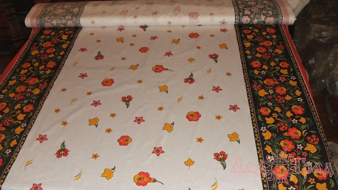 Хлопколен "Цветы нарядные" на белом ш150/пл140