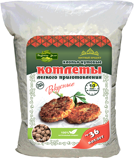 Котлеты "Вкусное дело" нутовые хлопья, 500 гр
