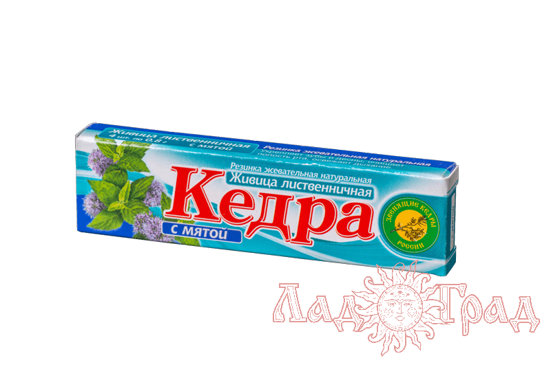 Смолка жевательная КЕДРА листв. с мятой 4шт.