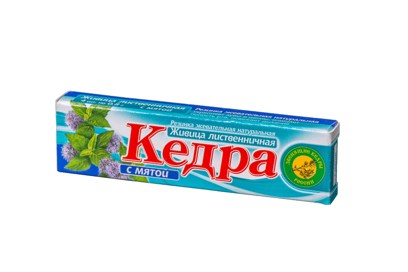 Смолка жевательная КЕДРА листв. с мятой 4шт.
