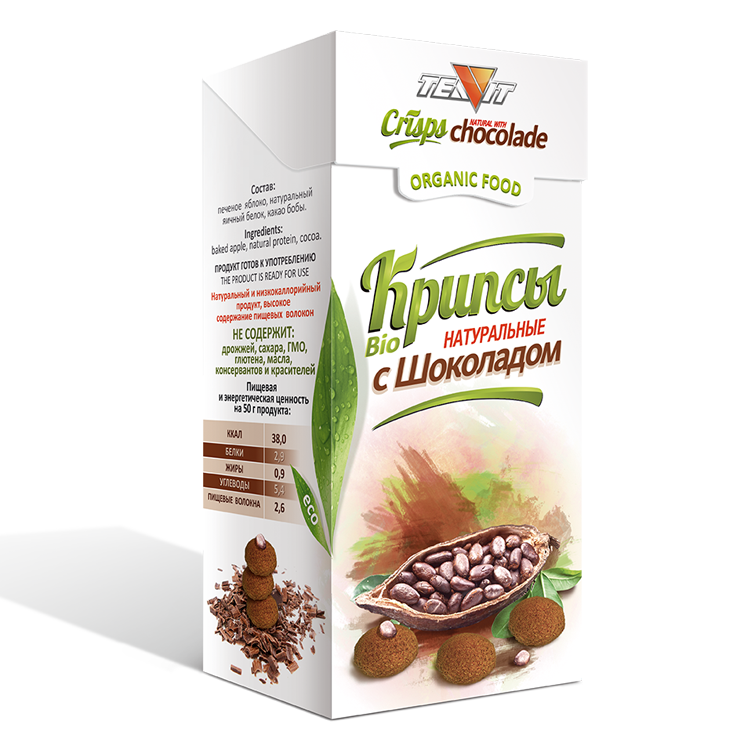 Крипсы яблочные с ШОКОЛАДОМ, 30 гр
