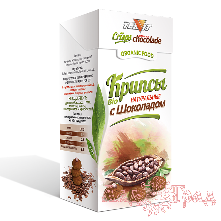 Крипсы яблочные с ШОКОЛАДОМ, 30 гр