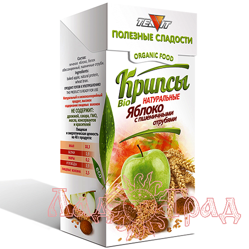 Крипсы яблочные с ОТРУБЯМИ, 30 гр